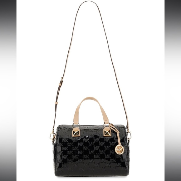 FINAL $$DROP!!BLACK PATENT MICHAEL KORS GRAYSON MEDIUM SACHEL AUTHENTIC - Picture 5 of 15